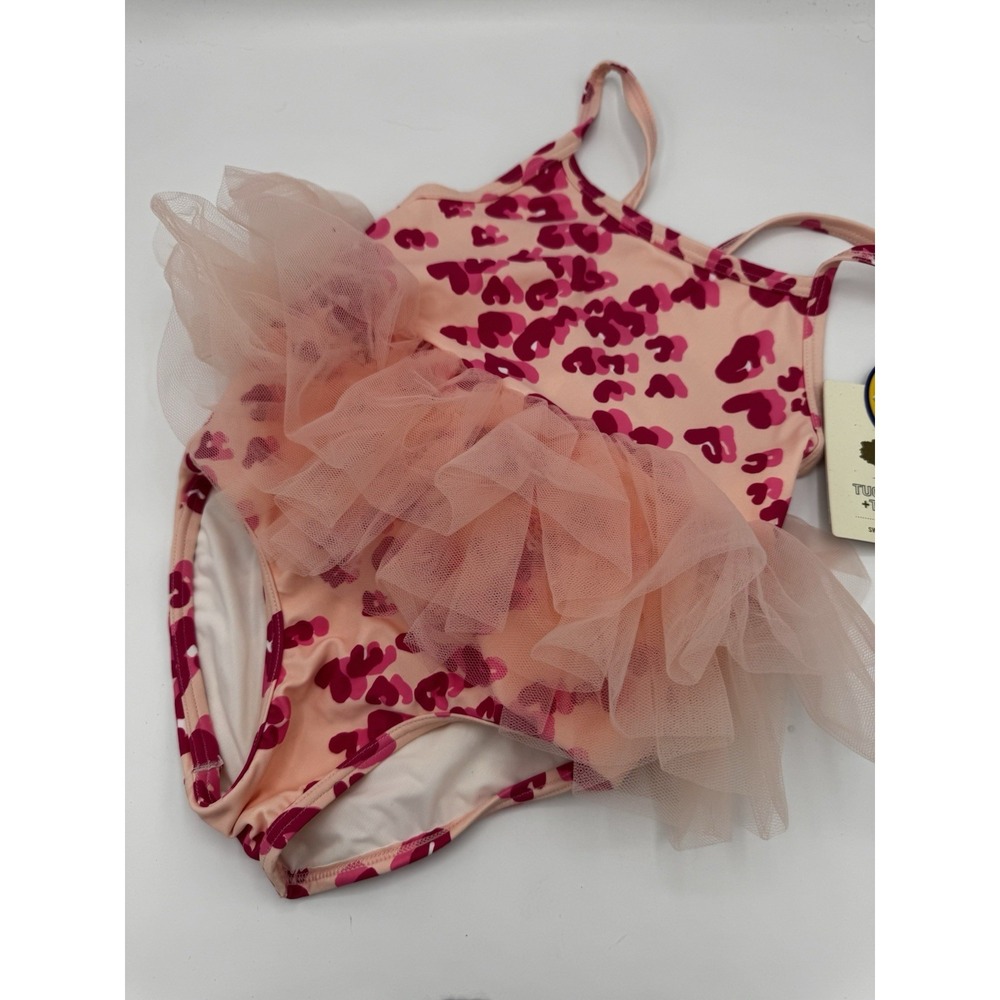 New Tucker & Tate Girls Size 2 Pink Cheetah/leopard Print Tutu Swimsuit A30